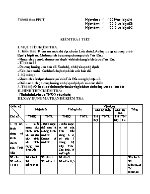 Giáo án Địa lý Lớp 6 - Tiết 8 Kiểm tra 1 tiết - Năm học 2019-2020